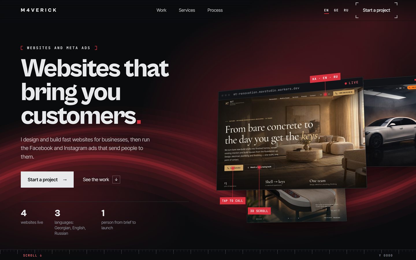Screenshot of the M4verick website